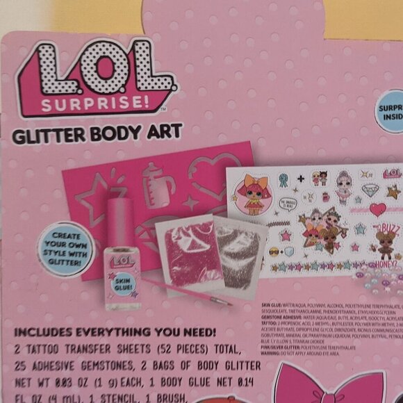 NWT LOL Surprise! Glitter Body Art Pink L.O.L. Dolls Crafts Tattoos Dress Up NEW - Picture 6 of 9